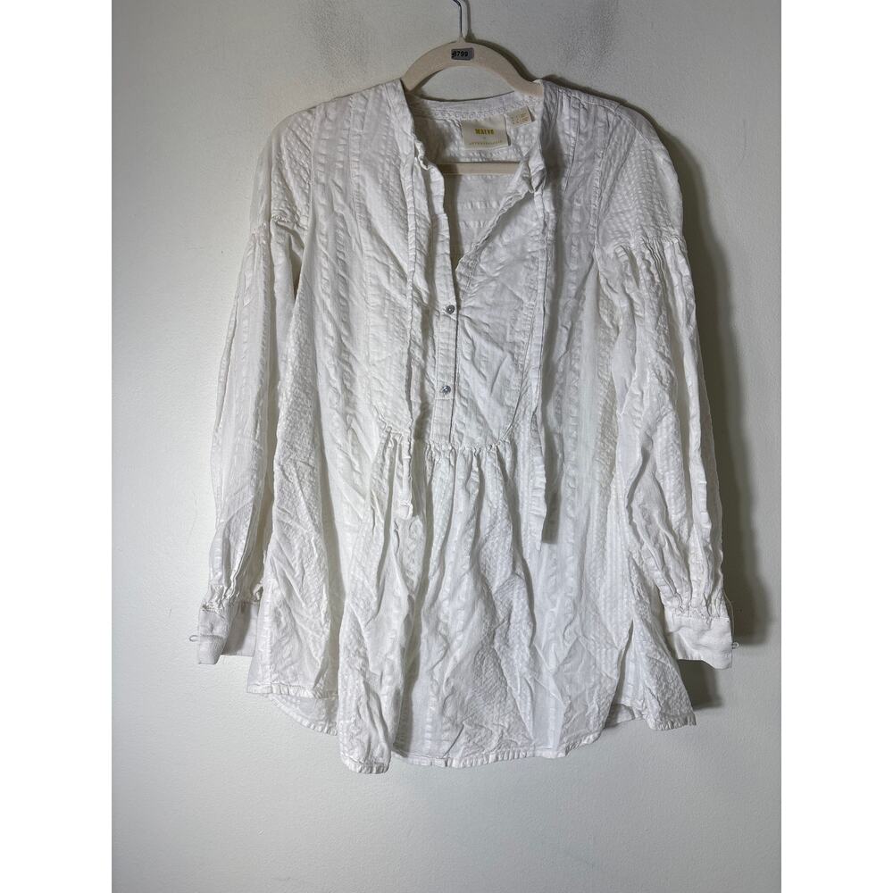 Maeve White Peasant Tunic Shirt Sz 2
